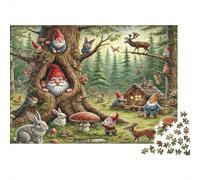 Garden Gnomes Fantasy Difficult 1000 Piece Jigsaw Puzzle for Adults Whimsical Gnomes Live in Magic Forest Premium Sturdy Vibrant Challenging Stress Relief 70x50cm/1000pcs
