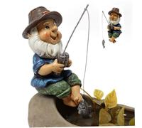 Garden Gnomes Fishing Figure 4.33x2.95x5.31 Samll Cute Decorative Resin Gnome Garden Statue for Outdoor