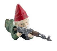 Garden Gnomes Military Gnome Statues with Fake Gun Funny Army Gnomes 11cm (Red Lying Posture)