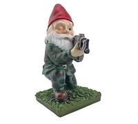 Garden Gnomes Military Gnome Statues with Fake Gun Funny Army Gnomes 11cm (Red Squatting)