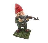Garden Gnomes Military Gnome Statues with Fake Gun Funny Army Gnomes 11cm (Red Standing Posture)