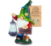 Garden Gnomes Outdoor | Garden Gnome Statues | Solar Gnomes (Lantern) | 29cm Solar Gnomes Garden Ornaments | Resin Gnome Garden | Weather Resistant Garden Gift | Lawn Gnome Welcome Sign
