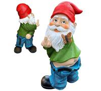 Garden Gnomes Outdoor,Middle Finger Gnome, 5.5 Inch Tall Naughty Gnome, Resin Funny Garden Gnomes Mini Pants Down Naked Gnomes For Outdoor Lawn House Decor