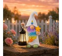 Garden Gnomes Outdoor Rainbow Figurines with Solar LED Lights