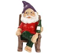 Garden Gnomes Outdoor, Resin Rocking Chair Naughty Gnomes Carrying Beer, 4.9x3.2x5.9 Inch Funny Garden Ornaments for Home Yard Potted Plants Lawn Decor