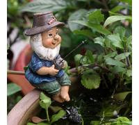 Garden Gnomes, Resin Fishing Gnomes Decorations for Yard, 1.8x2.8x3.9 Inch Garden Statues for Flower Pot Patio Lawn Outdoor