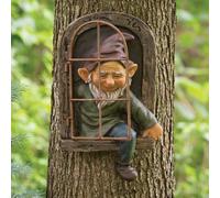 Garden Gnomes Statue, Gnome From The Window Tree Decoration, Weatherproof Resin Garden Gnome Tree Statue Gardens Ornaments Outdoor, Trees Faces Decor For Gardens, Lawn, Porch, Yard, Patio