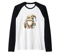 Garden Grandpa Gnome With Watering Can And Daisy Flowers Raglan Baseball Tee