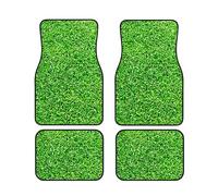 Garden Grass Car Carpet Floor Mats 4 Piece Set Vehicle Front & Rear Foot Mats Heavy Duty Rubber Backing Carpet Universal Fit All Weather Floor Mats for Car, SUV, Trucks