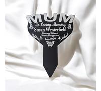 Garden Graveside Memeorial Marker Loving Memory Gift Rememberance for Mum Mother Plaques With Custom Text, Gardens Ground Stake Or Grave Ornaments - Acrylic, Waterproof and Hard Wearing.