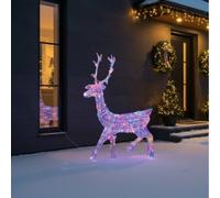 Garden Greatness 1.4m Light Up Twinkling Acrylic Stag in Silver | Size: 1 Pack Garden Greatness Silver 1 Pack