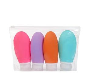 Garden Greatness 100ml Silicone Travel Bottle for Toiletries, 4 Pack Leak Proof Refillable Squeezable Containers for Liquid Shampoo