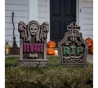 Garden Greatness 2 Pack Spooky Halloween Tombstones Set Garden Greatness Multicolor 2 Pack