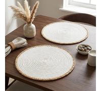 Garden Greatness 2 Pack Woven Rim Dining Placemats in White Garden Greatness White 2 Pack