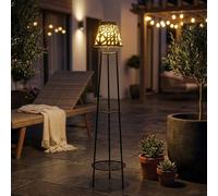 Garden Greatness 2 Tier Solar Pattern Floor Lantern in Black | Size: 1 Pack Garden Greatness Black 1 Pack