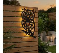 Garden Greatness 25 LED Metal Owl Solar Wall Art Statement Light in Metallics Garden Greatness Metallics