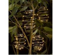 Garden Greatness 4 Pack Hanging Solar Spiral Spiralight Garden in Silver Garden Greatness Silver 4 Pack