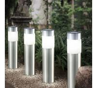 Garden Greatness 4 Pack Solar Bollard Garden Lights Outdoor LED Stakes in Grey | Size: 1 Pack Garden Greatness Grey 1 Pack