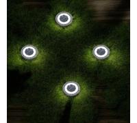 Garden Greatness 4 Pack Solar Path Deck Stake Lights in Silver Garden Greatness Silver 4 Pack