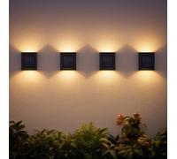 Garden Greatness 4 Pack Solar Up Down Wall Lights Garden in Black Garden Greatness Black 4 Pack