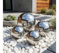 Garden Greatness 4 Pack Stainless Steel Gazing Balls Set
