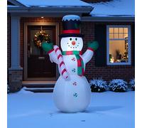 Garden Greatness 4ft Inflatable LED Candy Cane Snowman in White | Size: 1 Pack Garden Greatness White 1 Pack