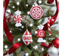 Garden Greatness 5 Pack Hanging Candy Lane Theme Baubles in Red Garden Greatness Red 5 Pack