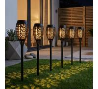 Garden Greatness 6 Pack Solar Flame Stake Lights in Black | Size: 1 Pack Garden Greatness Black 1 Pack