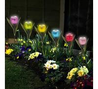 Garden Greatness 6 Pack Solar Tulip Floral Stake Lights, Flower Stake Light, Garden Solar Decor