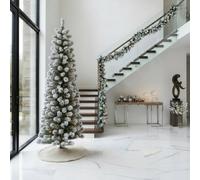 Garden Greatness 6ft Flocked Snowy Slim Pencil Tree in Green | Size: 1 Pack Garden Greatness Green 1 Pack