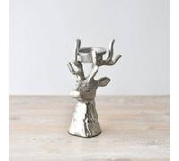 Garden Greatness Aluminium Reindeer Head Tealight Holder in Silver | Size: 1 Pack Garden Greatness Silver 1 Pack