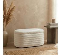 Garden Greatness Blanc Boucle Fabric Ottoman Storage