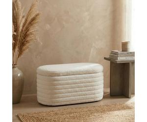Garden Greatness Blanc Boucle Fabric Ottoman Storage