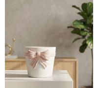 Garden Greatness Blush Bow Decorative Planter Pot in White Garden Greatness White