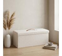 Garden Greatness Boucle Blanc Folding Ottoman Storage in Cream Garden Greatness Cream
