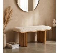 Garden Greatness Boucle Teddy Blanc Ribbed Bench in Cool White | Size: 1 Pack Garden Greatness Cool White 1 Pack