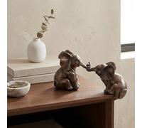 Garden Greatness Bronze Pair Elephants Playing Ornament