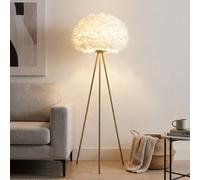 Garden Greatness Brushed Brass Feather Shade Tripod Floor Lamp