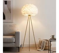 Garden Greatness Brushed Brass Feather Shade Tripod Floor Lamp Garden Greatness Multicolor