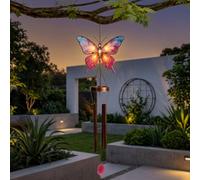 Garden Greatness Butterfly Design Solar Garden Windchime in Red Garden Greatness Red