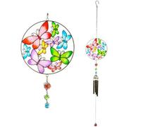Garden Greatness Butterfly Glass Garden Windchime - Hanging Design | Size: 1 Pack Garden Greatness Multicolor 1 Pack