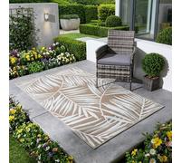 Garden Greatness Capri Neutral Outdoor Leaf Garden Rug in Brown | Size: 45 cm x 75 cm Garden Greatness Brown 45 cm x 75 cm
