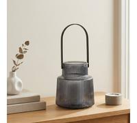 Garden Greatness Contemporary Grey Ribbed Glass Lantern | Size: 1 Pack Garden Greatness Grey 1 Pack