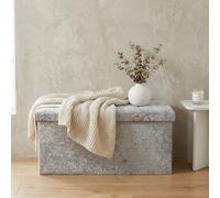 Garden Greatness Crushed Velvet Grey Ottoman Storage
