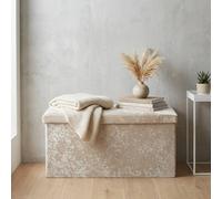 Garden Greatness Crushed Velvet Ivory Ottoman Storage Garden Greatness Ivory