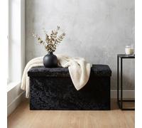 Garden Greatness Crushed Velvet Urban Black Ottoman Storage Garden Greatness Black