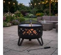 Square Fire Pit Concrete Effect Gas Fire Pit Table Outdoor Garden Patio Heater