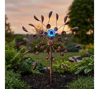 Garden Greatness Double Sided Rustic Solar Wind Spinner in Brown Garden Greatness Brown