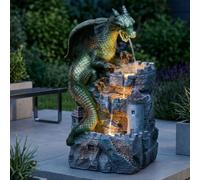Garden Greatness Dragon's Keep Cascade Solar Water Feature in Green | Size: 1 Pack Garden Greatness Green 1 Pack