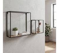 Garden Greatness Duo Brixton Floating Cuboid Wall Shelf's in Black Garden Greatness Black